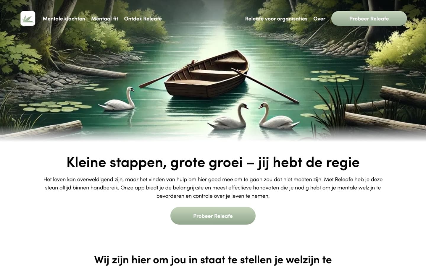 Releafe website homepage